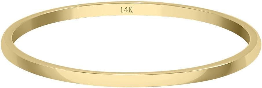 TimeLess Classics Solid 14K Yellow Gold Plain Wedding Band Available in 1MM-5MM Gold Jewelry For Men Women