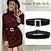 Yalice Women's Suede Thick Belt Fashion Wide Waist Belts Chunky Leather Belt for Dresses (Black, Fits Waist Size:27’‘-34’‘)