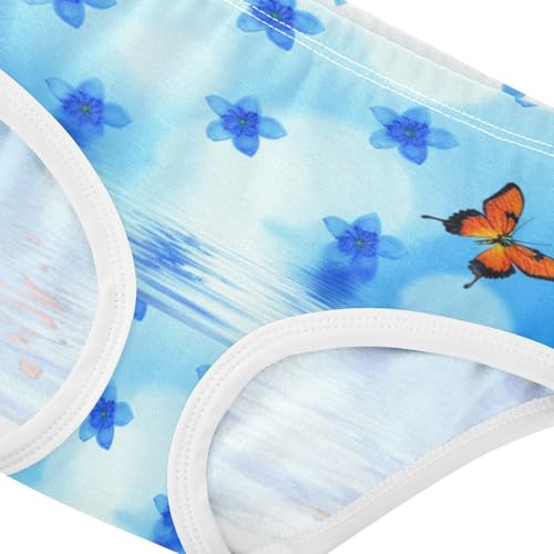 Blue Flowers Butterflies Cute Panties Girl Toddler Girls Underwear Cotton Animals Underpants Briefs 2t4