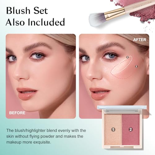 Color Nymph All In One Makeup Kit, Makeup Gift Set for Beginners Teenager Girls with Eyeshadow Palette Blush Lipstick Lip Pencil Eye Pencil Brush Mascara Portable Bag - Thumbnail 6