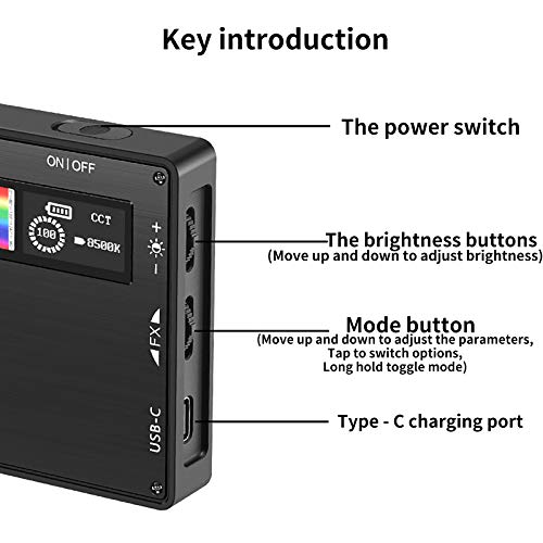 YanFeng RGB-Videoleuchte, LED-Videoleuchte für Kamera Langlebige RGB-Videoleuchte, über USB wiederaufladbar – Bild 6