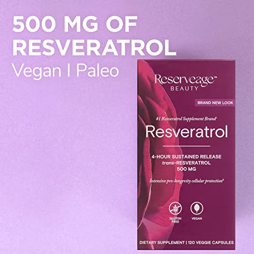 Reserveage, Resveratrol 500 Mg, Antioxidant Supplement For Heart And Cellular Health, Supports Healthy Aging, Paleo, Keto, 120 Count #TOP4
