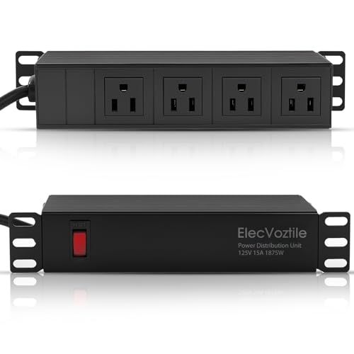 ElecVoztile 10 inch Rack PDU 4 Rear Outlets Surge Protected