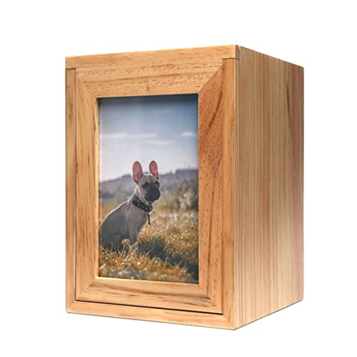 Dog Photo Frames WXTRE Pet Memorial Urns Wood Keepsake Memorial Urns with Photo Frame Loss Pet Memorial Remembrance Gift 8.6inx6.2inx6.2in Keepsakes