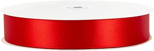 Miniatura 2 de LIUYAXI Cinta de satén roja de doble cara de 1 pulgada x 50 yardas, cintas perfectas para manualidades, envoltura de regalos de Navidad, fabricación