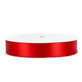 LIUYAXI Red Double Face Satin Ribbon 1 X 50 Yards, Ribbons Perfect for Crafts, Christmas Gift Wrapping, Hair Bow Making and More