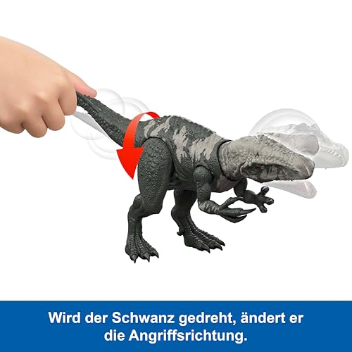 Mattel Jurassic World: Die Wiedergeburt Gigantic Thrashers-Dinosaurierfigur, Chilantaisaurus große Spezies Spielzeug, 2 Stampfattacken… – Ansicht 4