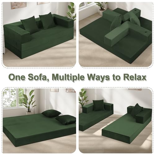 Image of COMAX Futon Sofa Bed, Convertible Sofa Bed, Folding Boneless Couches | Boneless Couch for living room, 4‑in‑1 Fold Out Small Foldable Loveseat Floor Sleeper Mattress Lounge Space‑Saving