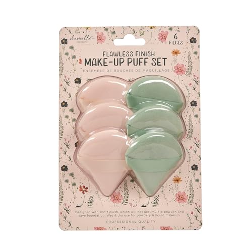 Houppettes de maquillage rose et vert pour vos retouches beauté en voyage