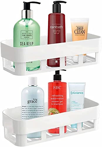Inditradition Multipurpose Bathroom Shelf, Wall Hanging Storage Rack | with Self Adhesive Magic Sticker (Random Colour) (Pack of 2)