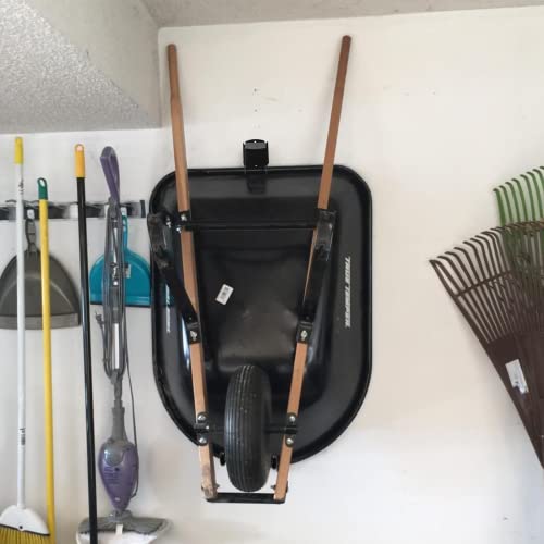 IronDIY Heavy-Duty Wheelbarrow Storage Bracket, Black, Sturdy, 80 lbs Capacity, for Outdoor Use - Thumbnail 6