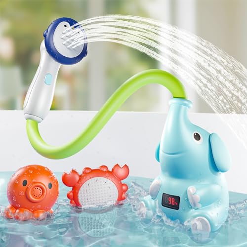 Image of G-WACK Baby Bath Toys Shower Head Sprayer with Water Thermometer for New Borns, Toddlers and Kids | Baby Accessories, and Essentials in Bathtub or Sink | Shampoo Bath Rinser | USB Rechargeable