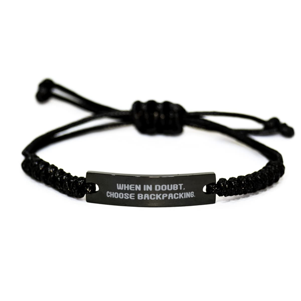 Funny Backpacking, When in Doubt, Choose Backpacking, Best Black Rope Bracelet for Men Women from