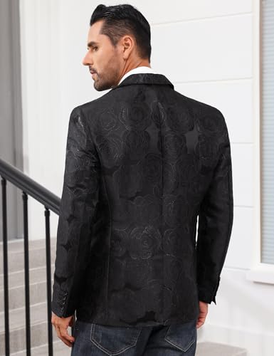 Men's Tuxedo Suit Jacket Floral Dinner Jacket Party Prom Wedding Blazer Jackets Slim Fit One Button Shawl Lapel Suit Jacket — view 6
