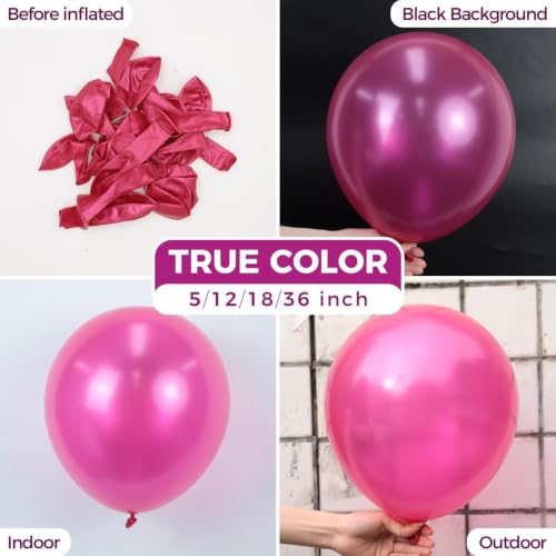 Image of Bezente Pearl Hot Pink Balloons Latex Party Balloons 100 Pack 12 inch
