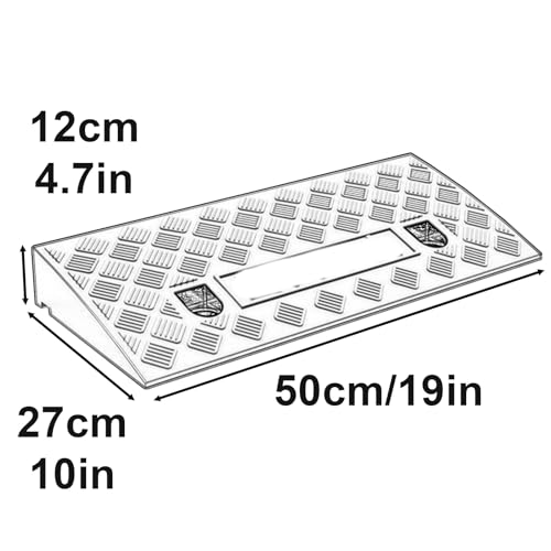 Rampas de bordillo para entrada pesada, rampa umbral para coche, camión, scooter y silla de ruedas con construcción antideslizante en PVC, fácil instalación (Negro, 12x27x50cm) miniatura 2
