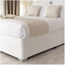 Box Spring Cover Wrap Valance Frame Cover with Around Elactic Belts and Three Sides Fabric No Platform Bed Skirt Crushed VelvetWhite,180x200x29cm