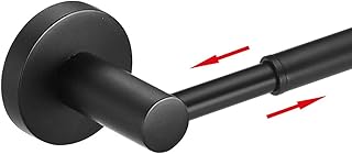 BESy Adjustable 37.2 to 69.6 CM Single Towel Rail for Bathroom SUS304 Stainless Steel Towel Bar, Wall Mounted Towel Holder with Screws, Towel Holder Rod Hotel Style，Matte Black