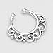 Fake Septum Nose Ring, Sterling Silver Tribal Faux Clip On Non Pierced Septum Cuff, 18g, Handmade Designer Piercing Jewelry