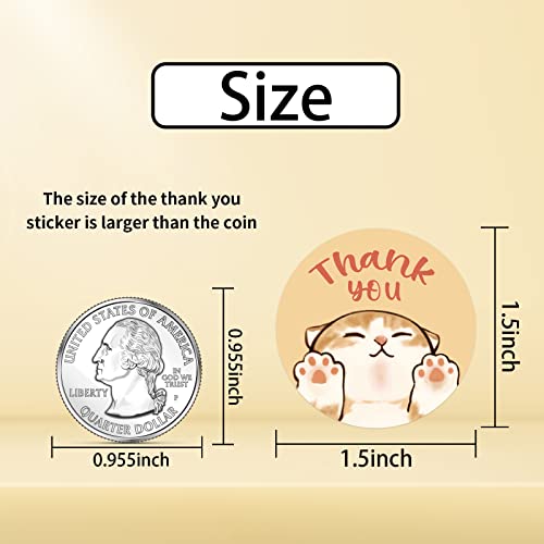Heyfibro 500 Pcs Thank You Sticker Roll, 1.5" Cat Thank You Stickers Labels For Small Business, Baking Packaging, Round Sticker Tags For Gift Cards, Envelopes Seals, Wedding #TOP1