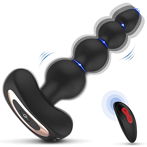 Vibrating Anal Beads Butt Plug, Remote Control Flexible Silicone Anal Vibrator Prostate Massager With 9 Vibration Modes Graduated Design Rechargeable Waterproof Anal Sex Toy For Men, Women And Couples #TOP27