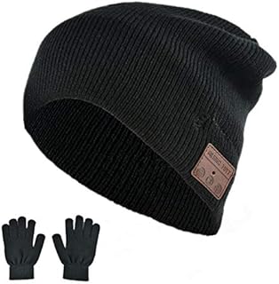 HaetFire Bluetooth Hat Wireless Headphones Beanie Winter Warm Washable Knit Cap Music Hat Touchscreen Gloves with Stereo Speakers Mic Hands Free, Mens Womens Gifts for Outdoor Sports