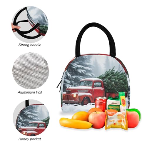 Backpack Lunch Box Set Large Capacity Travel Backpacks and Insulated Lunch Bag for Commute Hiking Picnic Truck Christmas Tree Print4