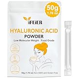 iFEiER Hyaluronic Acid Powder | Low Molecular Weight Food Grade Hyaluronic Acid | 50g(1.76oz) Sodium Hyaluronate Powder | HMW LMW HA | Skin Hydration and Joint Lubrication Supplements
