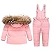 JELEUON Boys Girls 2 Piece Snowsuit Zipper Hooded Side Pocket Snowsuit Down Ski Jacket+Snow Bib Pants