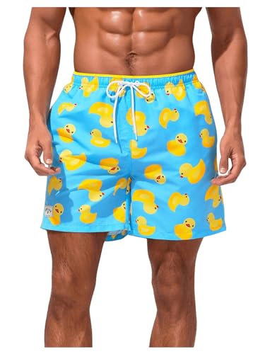 Floerns Men's Swim Trunk Cartoon Print Beach Quick Dry Board Shorts with Pockets3