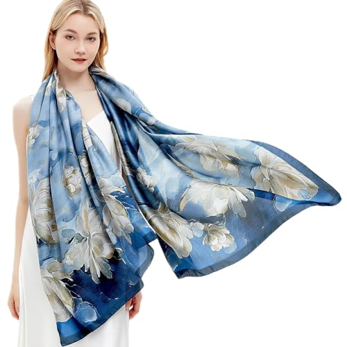 Silk Scarf for Women Fashion Long Satin Lightweight Large Shawl Wrap Printed Sleep 70''X35''