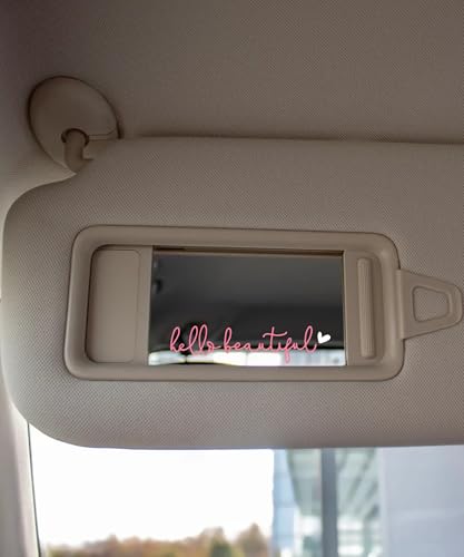 Image of RACOONA Rearview Mirror Decal,Hello Beautiful Decal,Car Accessories Stickers Rearview Mirror Sticker (Pink&White)