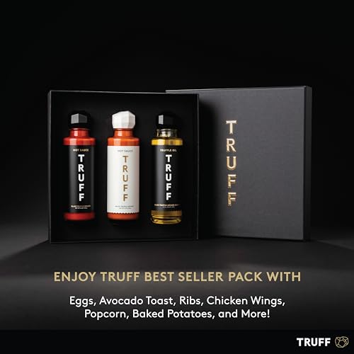 Image of TRUFF Sampler Pack - Gourmet Hot Sauce Set of Original (6 oz), White Truffle Edition (6 oz), and Black Truffle Oil (5.6 oz), Unique Flavor Experiences with Truffle, 3-Bottle Bundle