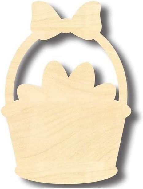 Unfinished Wood Easter Basket Shape Eggs Craft up to 46" DIY 16" / 3/4"
