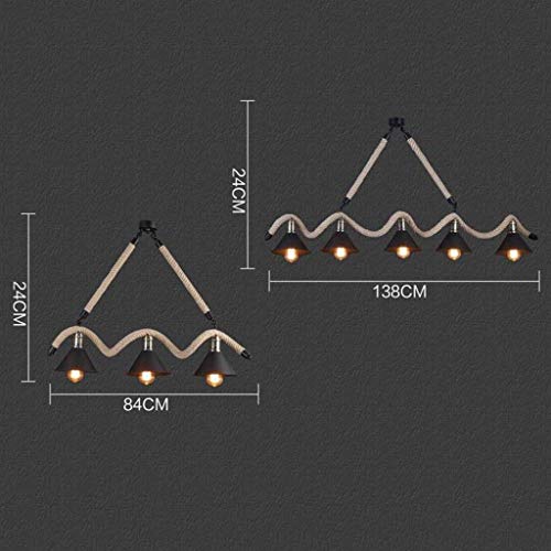 Lustre en fer vintage et corde de chanvre, luminaire suspendu d'exception