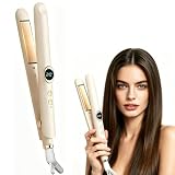 Chapinha 2 em 1 com Ondas – Modelo Profissional com Íons Negativos e Placas Flutuantes 3D, 12 Temperaturas Ajustáveis (150°C a 210°C) com Visor Digital, 30W Baixa Potência para Uso em Dormitório, Tensão Universal, Cabo Giratório 360° com Trava de Segurança – Damasco