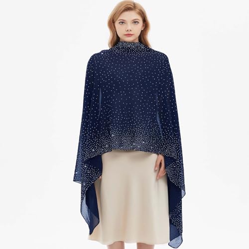 AUSEKALY Shawl Wraps for Women Evening Dresses Sparkly Rhinestones Formal Chiffon Wraps Rave Indian Dupatta2