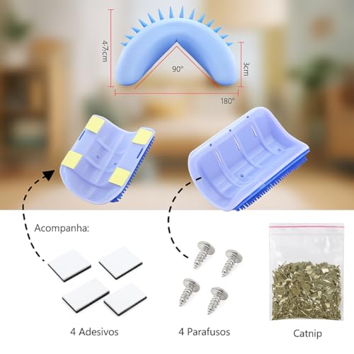 Escova de Parede para Gatos Massageador com Cerdas Macias Autolimpeza Disponível na Cor Azul Origina