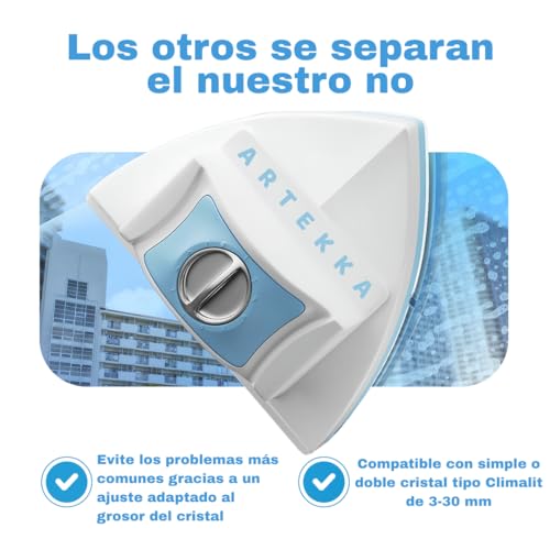 ARTEKKA Limpiacristales Magnetico Doble Cara para Ventanas Doble Simple Cristal 3-30 mm Limpiador De Cristales con Iman para Ventanas De Dificil Acceso Interior Exterior- Pergolas Verandas Mamparas - imagen 3