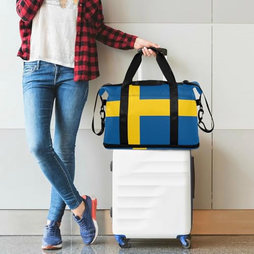 Bolsa de fin de semana Flag Sweden que separa la ropa húmeda en tu viaje en avión 7