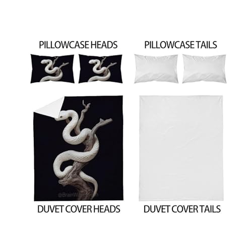 Housse de couette serpent imprimé 3D 200x200cm finition microfibre premium pour lit double