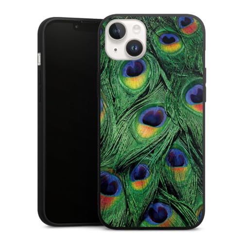 Coque silicone Apple iPhone 14 premium finition souple paon jungle