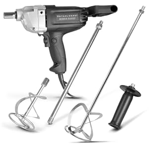 STAHLWERK Mörtelrührer mit 1.000 W – Rührwerk RW-1000 ST mit 550 U/min und Zusatz-Quirl, elektrischer Betonrührer mit Rechts- Linkslauf, Drehzahlregelung, Betonmischer, Farbrührer, Farbmischer