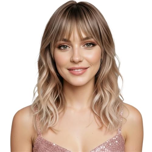 Perruque ondulée mi-longue pour femme, style bohème idéal pour le quotidien