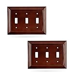Pack of 2 Wall Plate Outlet Switch Covers by SleekLighting | Decorative Dark Brown Mahogany Look |...