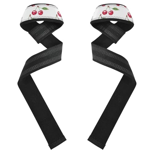 Nander Delicious Cherries Wrist Straps for Weightlifting,Lifting Straps with Neoprene Cushioned Wrist Padded and Anti-Skid Silicone for Strength Training,Bodybuilding,Deadlifting