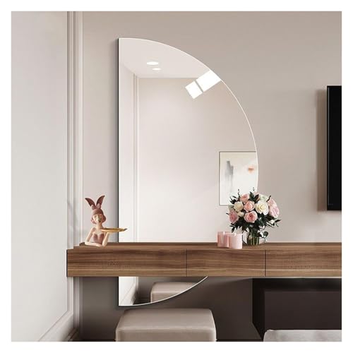 Specchio decorativo da parete a mezza luna, 40 x 60 cm e 40 x 80 cm, specchio da toeletta semicircolare, per camera da letto, bagno, ingresso, elegante specchio cosmetico (taglio a sinistra, 40 x 60
