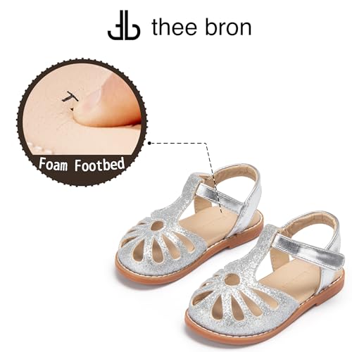 Image of THEE BRON Toddler Girls Closed-Toe Sandals Sweet Retro Cutout Summer Dress Shoes