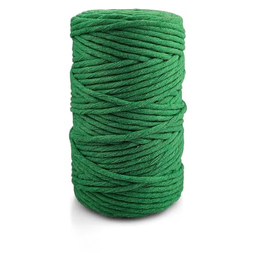 Netuno 1 Hilo de macramé Verde de 5 mm x 100 m Trenzado de algodón cordón Textil Hilo Natural Hilo de algodón Decorativa...