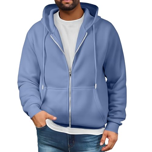 RTTUIOP Mens Jacket Hoodies Long Sleeve Shirts Big and Tall Sweatshirts Classic Slim Fit Coats Solid Zip Warm Hooded Coats